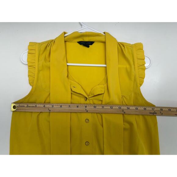 Tommy Hilfiger Womens Tank Top Size Medium Button Up Solid Yellow Necktie - Picture 10 of 12